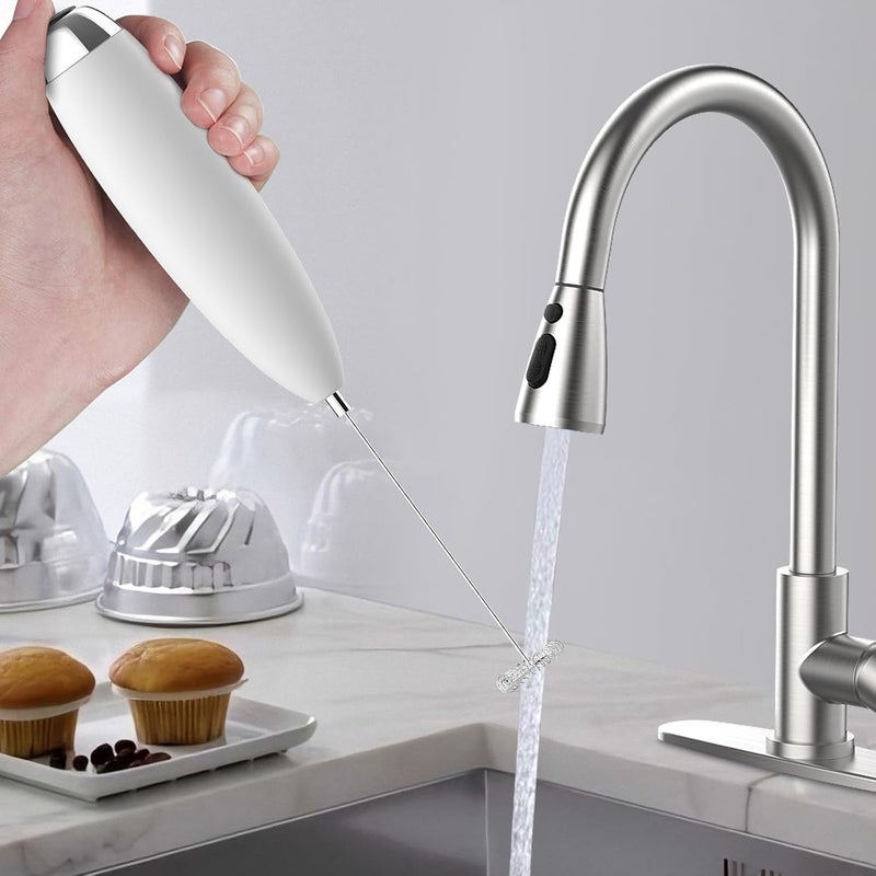 Anteday Frother Handheld for Coffee, Milk Frother Upgraded Matcha Whisk Drink Mixer Electric Mini Hand Mini Whisk Foamer Coffee Mixer for Lattes Cappuccino Frappe Matcha Hot Chocolate, White - Image 3